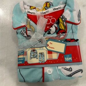 Disney 100  Kids Pajamas - Blue and Red Mickey Mouse Design-18 months